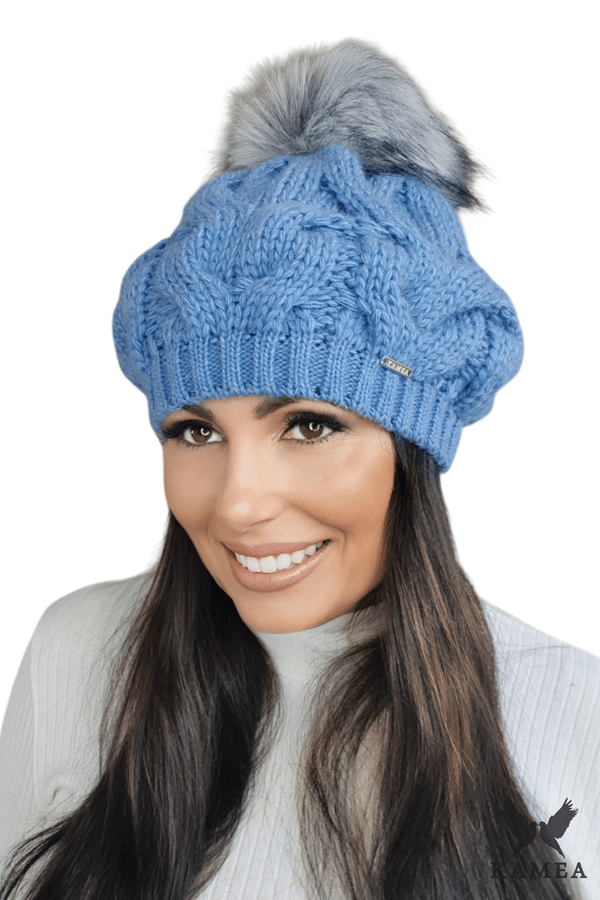 ZITA damhatt med pompom, blå