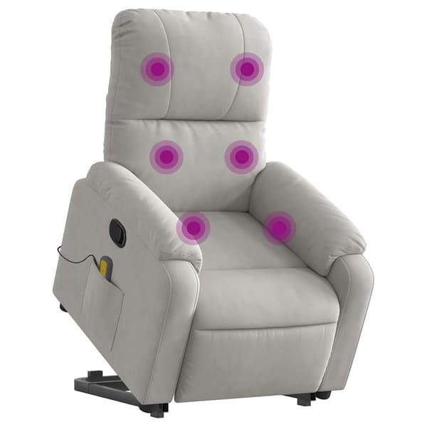 vidaXL Lyftbar massagefåtölj ljusgrå mikrofiber