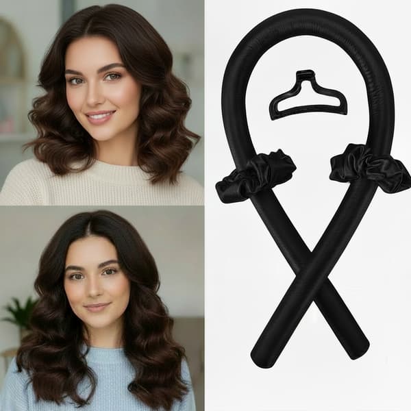 Krøllerulle, krøllejern, hårkrøller + klips og elastikker
