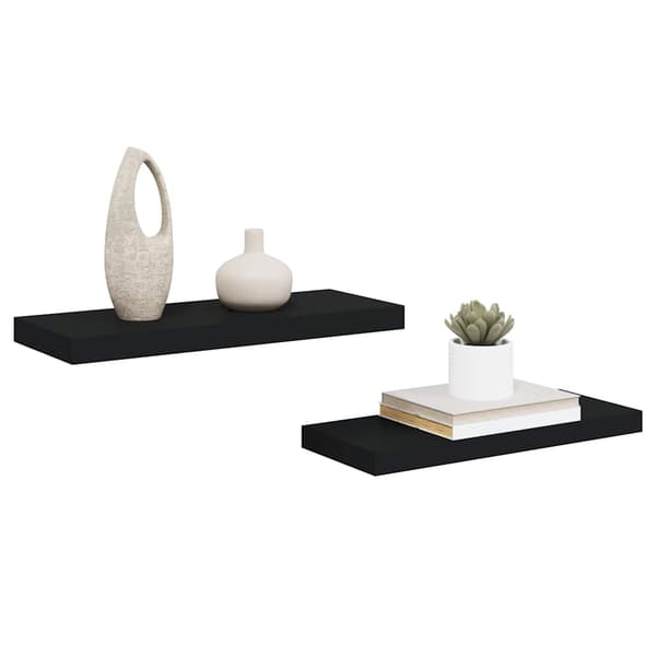 vidaXL væghylder, 2 stk., sorte, 60x23,5x3,8 cm, MDF