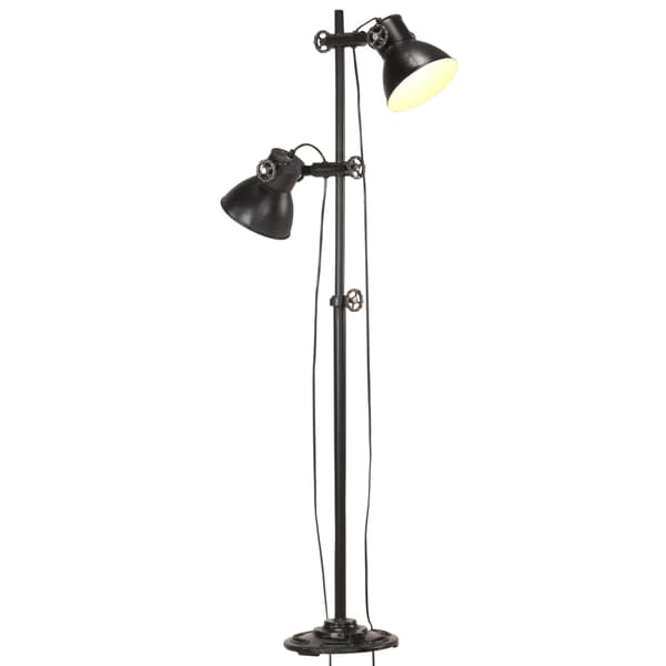 vidaXL gulvlampe med 2 skærme, sort, E27, støbejern