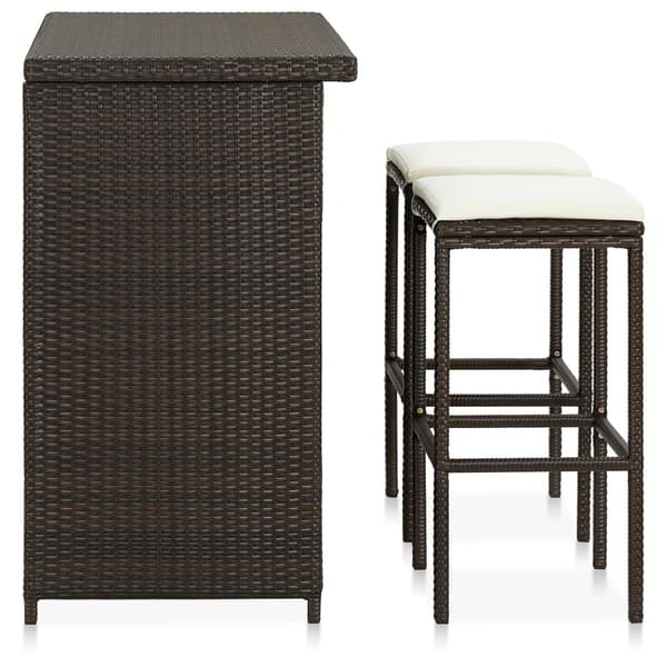 vidaXL 3-delt barsæt polyrattan brun