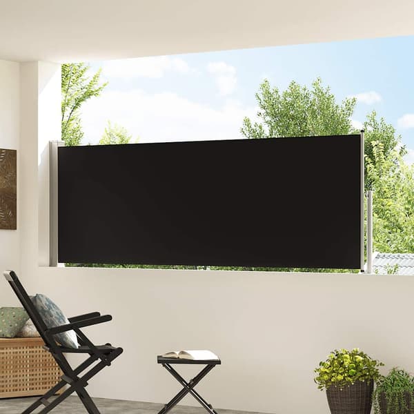 vidaXL udtrækkelig sidemarkise til terrasse 100 x 300 cm sort