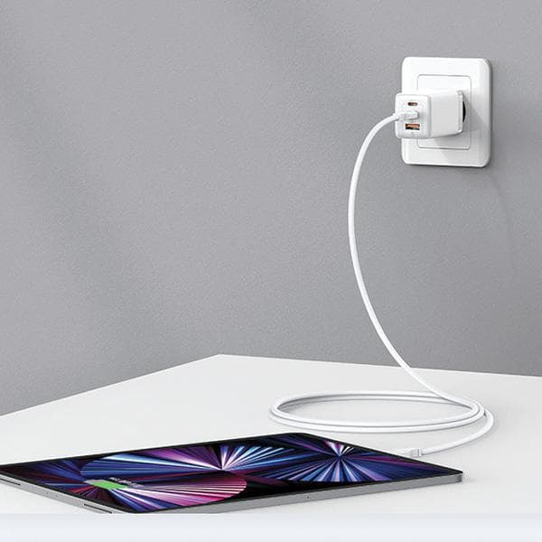 USAMS 2xUSB-C+1xUSB 65W (kun hoved) GaN PD3.0 +QC3.0 Hurtigopladning Sort