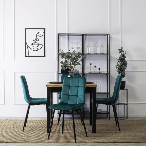 Klädd matstol PERU turkos sammet modern loft