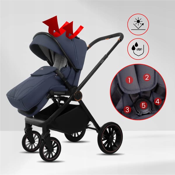 BabyLux CASTOR 2-i-1 klapvogn, gondol, let, foldbart sæt