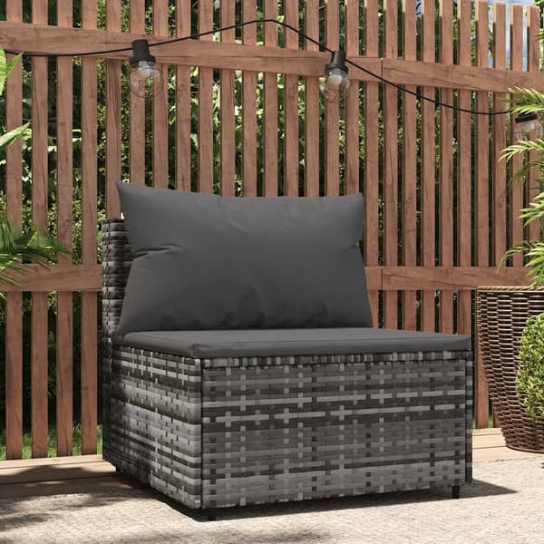 vidaXL sofacenter med hynde grå polyrattan