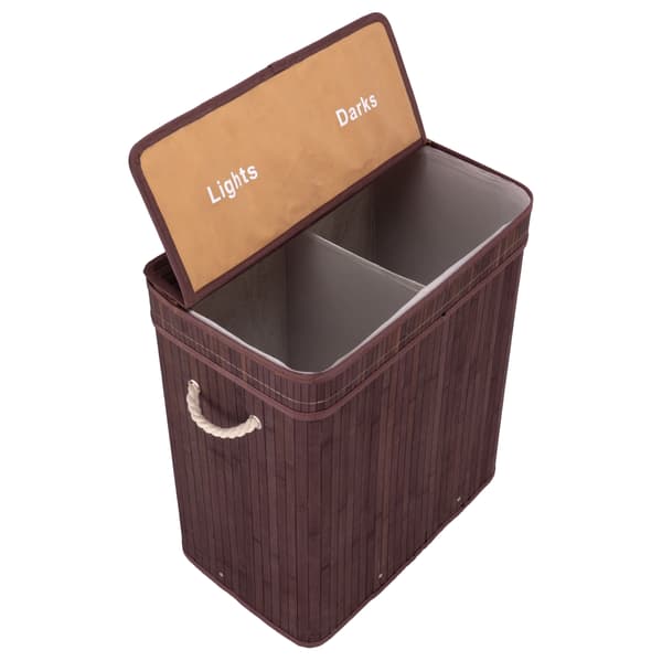 Bambu tvättkorg med lock 100L wenge