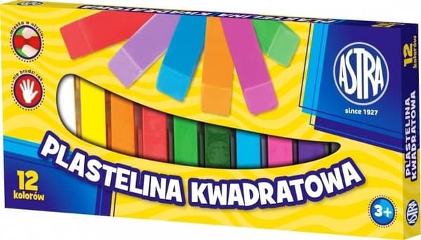 Firkantet modellervoks 12 farver ASTRA