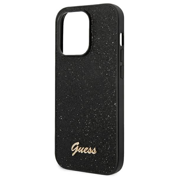 Guess Glitter Script-skal till iPhone 14 Pro, svart