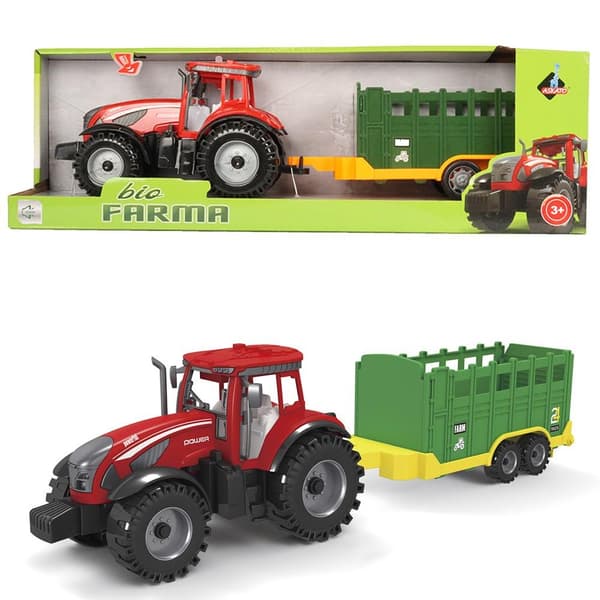 Traktor med grøn trailer