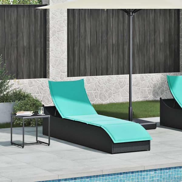 vidaXL foldbar liggestol med hynde og opbevaring sort polyrattan