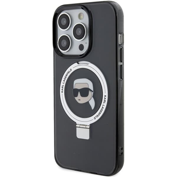 Karl Lagerfeld Ring Stand Karl Head MagSafe-etui til iPhone 15 Pro Max, sort