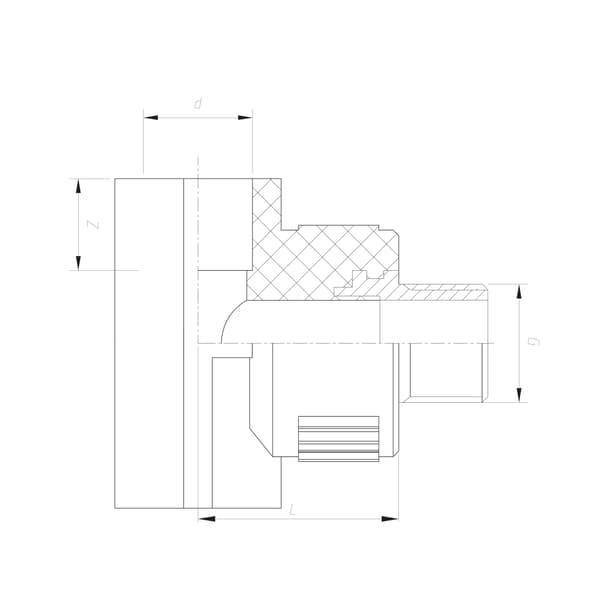 IDMAR PP T-kappale 32x1/2" ulkokierre