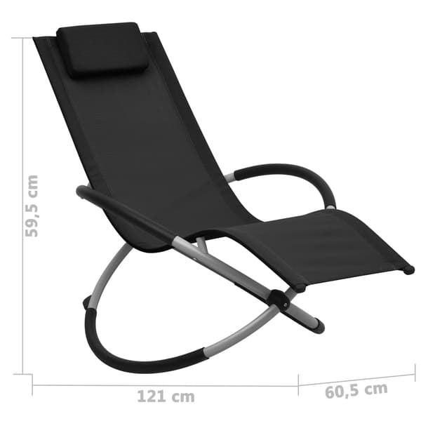 vidaXL børne liggestol, stål, sort