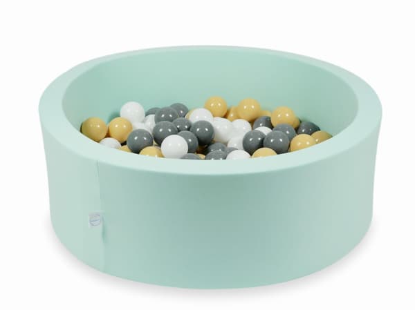 Dry mint pool 90x30 med 200 bollar: beige, grå, vit