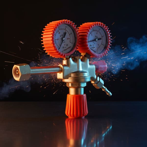 PROPAN BUTAN LPG FLASKEREGULATOR 2 TRYKMÅLERE MESSINGVENTIL