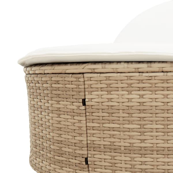 vidaXL Dubbel dagbädd med kuddar, beige, polyrotting