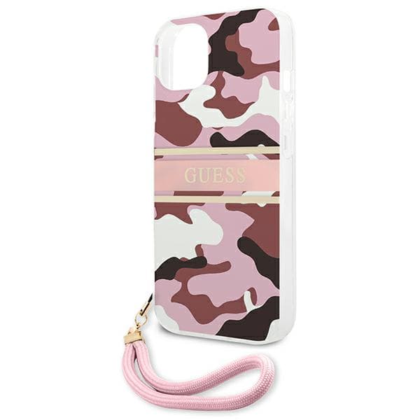 Guess Camo Strap Collection-etui til iPhone 13 mini, lyserød