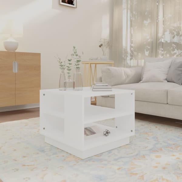 vidaXL Soffbord, Vitt, 55x55x43 cm, Träbaserat material