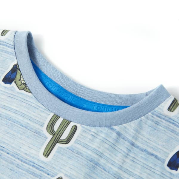 Barn-T-shirt, blandad blå, 140