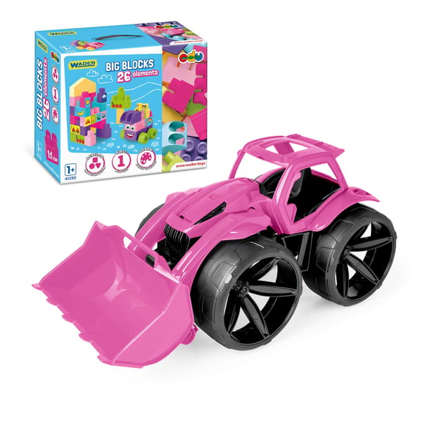 Maximus bulldozer pink + Big Blocks klodser 26 stk.