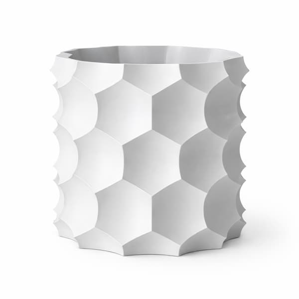 Vit 3D geometrisk blomkruka, modern, dekorativ för växter