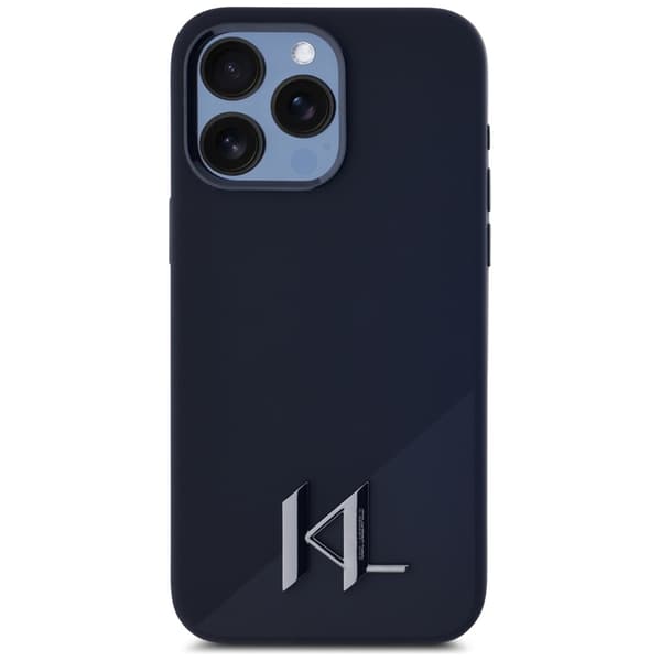Karl Lagerfeld Silikone Shadow Metal Initial MagSafe-etui til iPhone 15 Pro Max, Sort