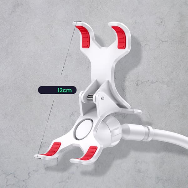 Universal holder til telefon, tablet, stativ med fleksibel arm, hvid
