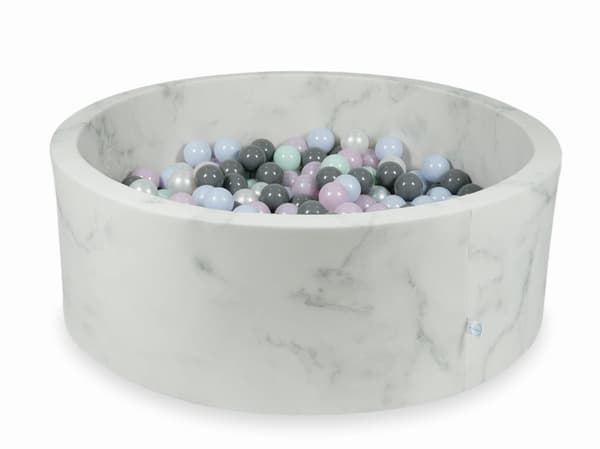 Tør pool 110x40 marmor med 500 bolde: lys mint, lys pink perle, lyseblå perle, perle, grå