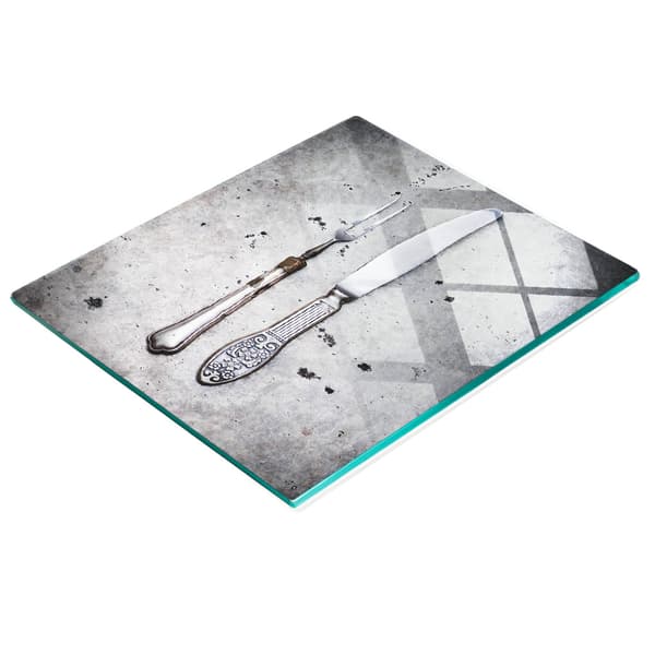 Multifunktionell dekorativ bräda i härdat glas för kök, bestick, 60x52 cm