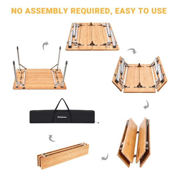 KING CAMP Campingbord i bambu 100 x 65 cm