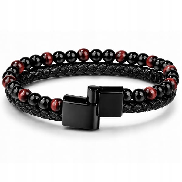 Herrflätat armband elegant tigeröga pärlarmband