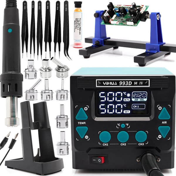 Varmluftloddestation Yihua 993DM-IV + 2 dyser