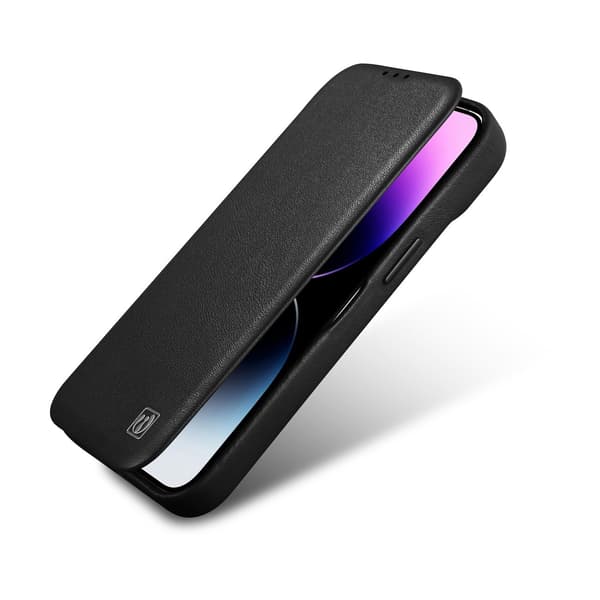 iPhone 14 Plus MagSafe CE Premium Læderetui med Magnetisk Flip Sort