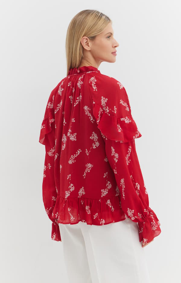 Blommig volangblus S