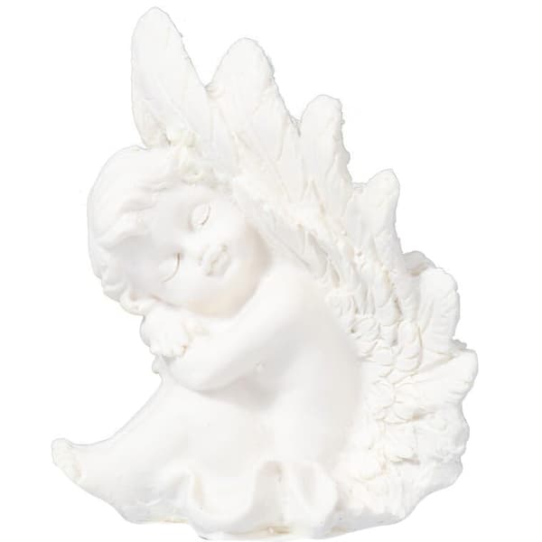 Dekorativ kirkegårdsengel af polyresin, hvid, 10 cm