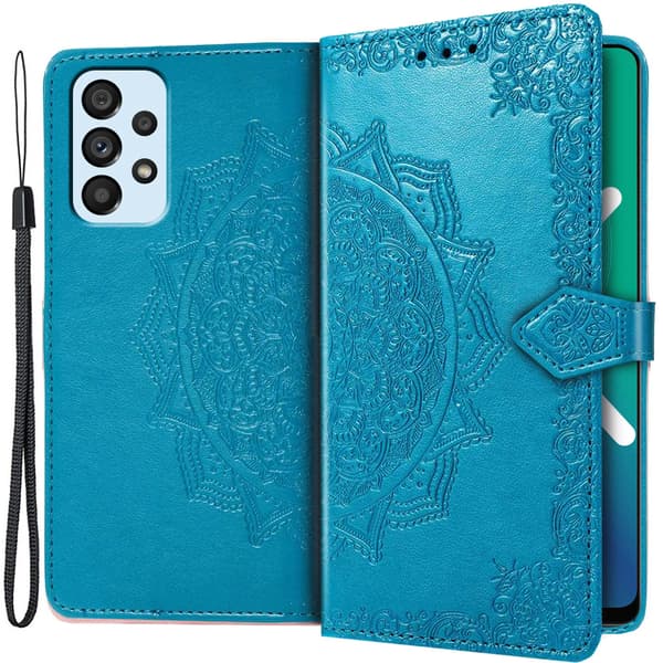 Samsung Galaxy A13 4G Flip Cover, Mandala, Blå