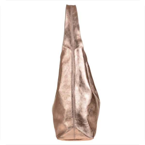 Læder shopper taske, rosaguld metallic