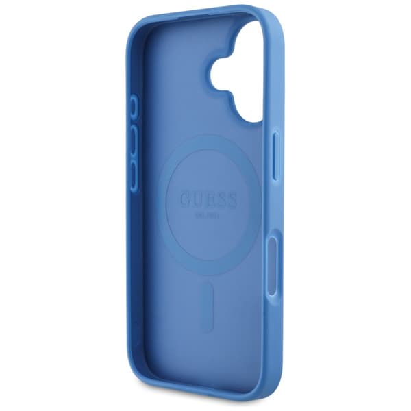 Guess 4G Circle Classic Logo-etui til MagSafe til iPhone 16, blå