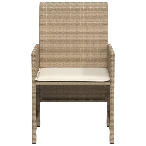 vidaXL 3-delat bistroset med kuddar, beige, polyrotting