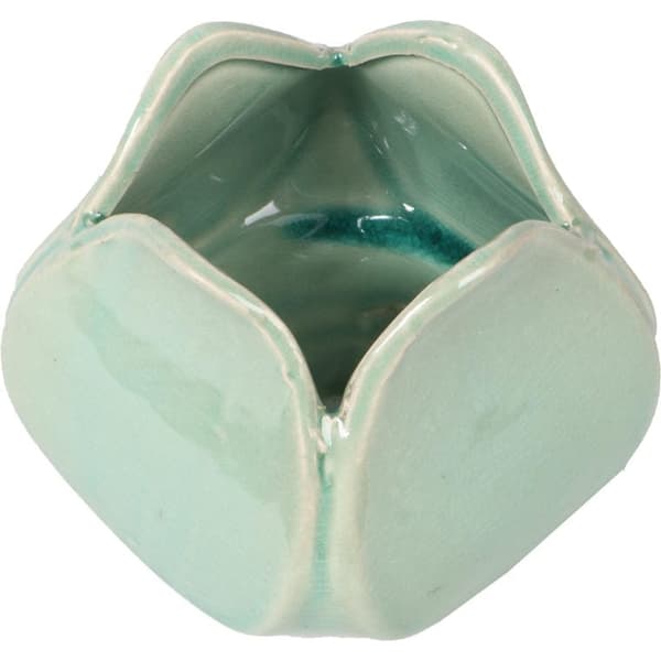 Keramisk vas i blomform turkos 10x8 cm