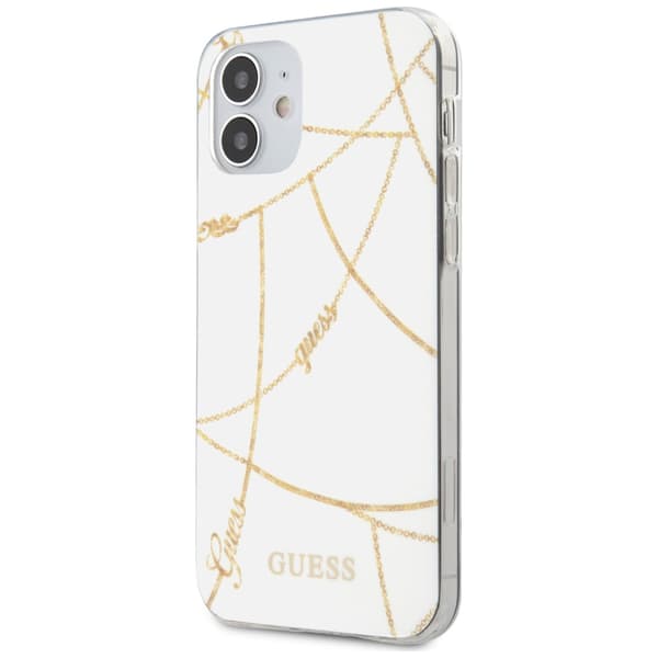 Guess Gold Chain Collection-etui til iPhone 12 mini, hvid