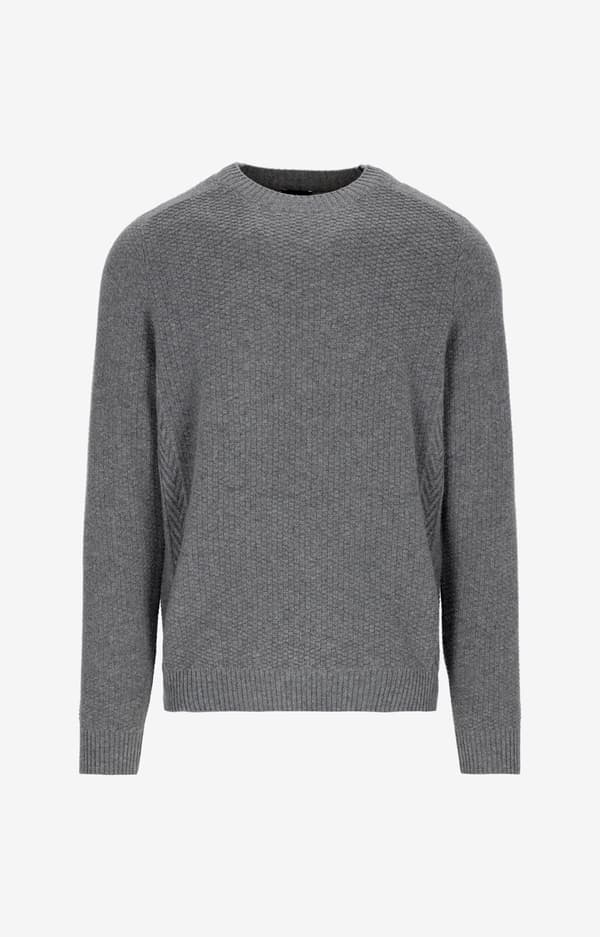 Mikromønstret sweater med rund hals XL
