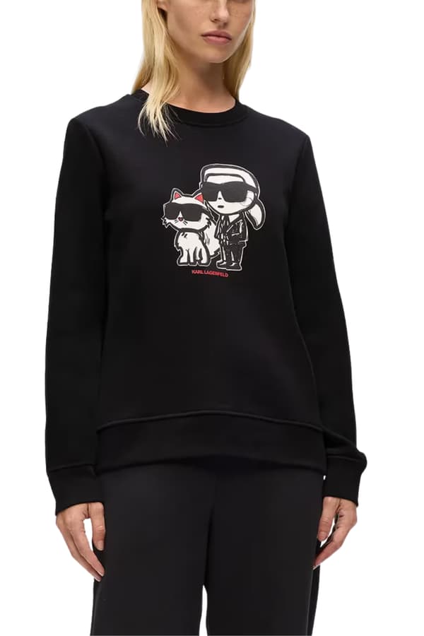 Karl Lagerfeld sort dame Ikon Sketch Duo sweatshirt M