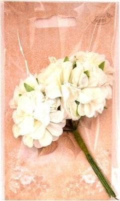 Cremefarvede stofblomster 4 cm 6 stk.