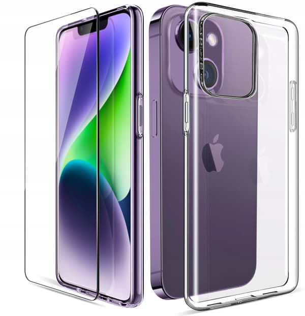 Etui til Apple iPhone 14 Plus SILIKONE Etui TRANSPARENT KLAR + Glas