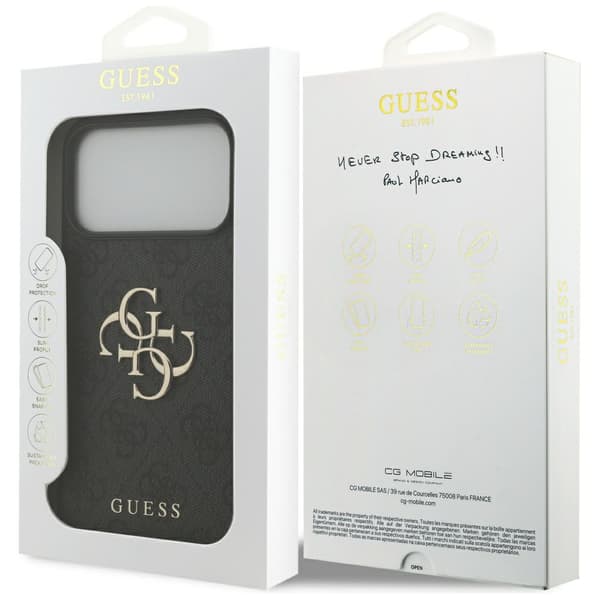Guess 4G stort logo-cover til iPhone 17 Pro Max, sort
