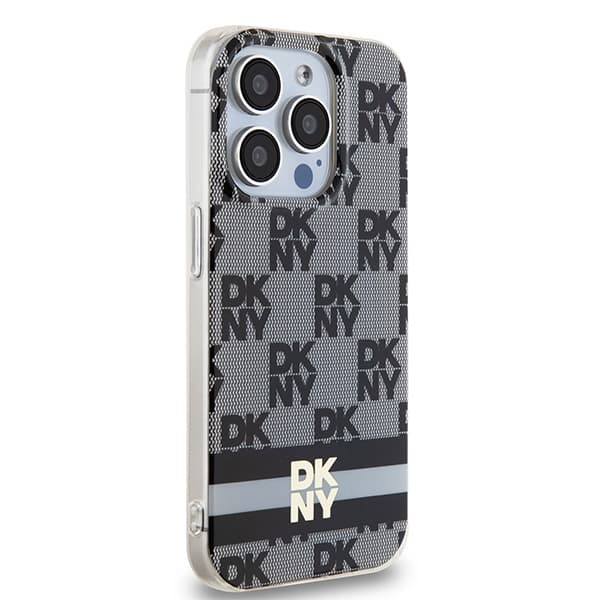 DKNY IML Ternet Mono Mønster & Trykte Striber MagSafe-cover til iPhone 15 Pro, Sort