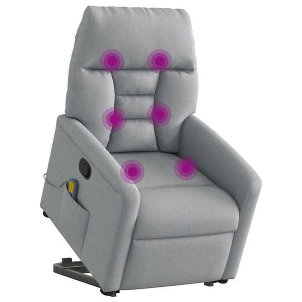 vidaXL Lyftbar massagefåtölj ljusgrå tyg
